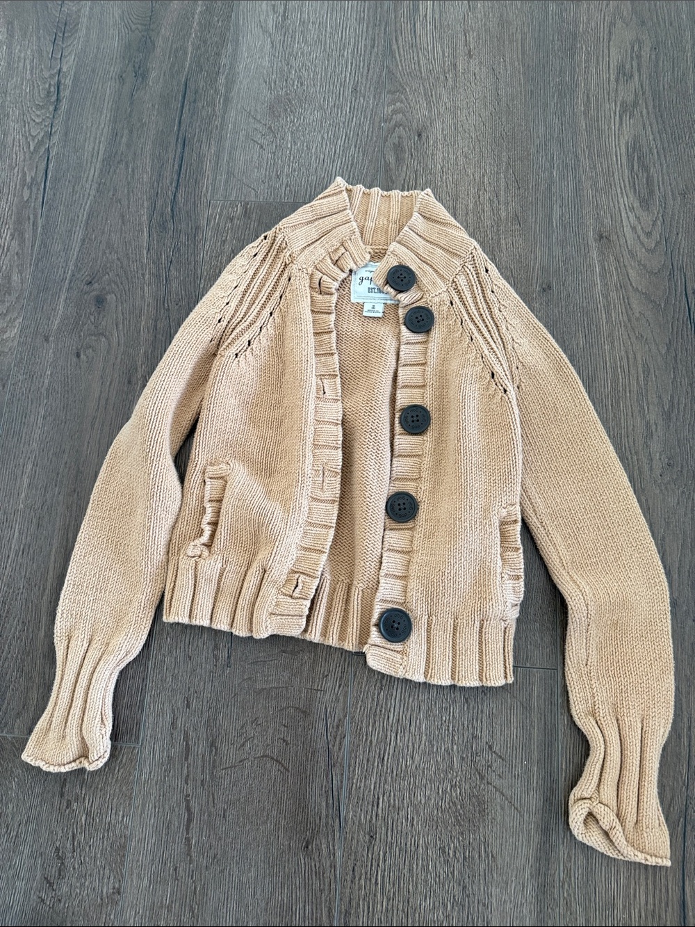 GAP Beige Chunky Button Cardigan Sweater